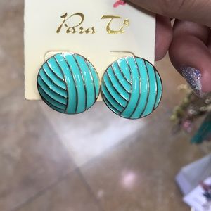 Teal and gold earrings